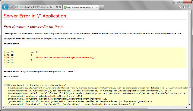 P�gina de erro default do ASP.NET
