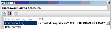 Configurando uma string de conex�o para Excel no Integration Services
