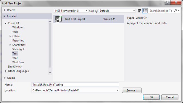 Criando o projeto TesteNF.Utils.UnitTesting