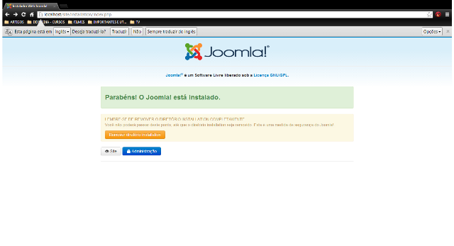 Instalação do Joomla concluída