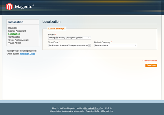 Tela de Configuração de Localização