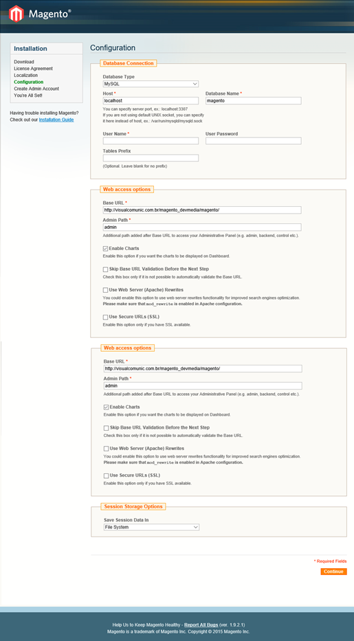 Configuração do banco de dados