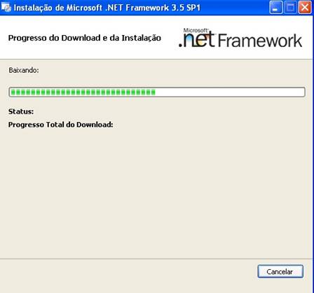 Janela de processo de instalao do .NET Framework