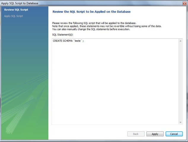 Assistente de criao do banco de dados