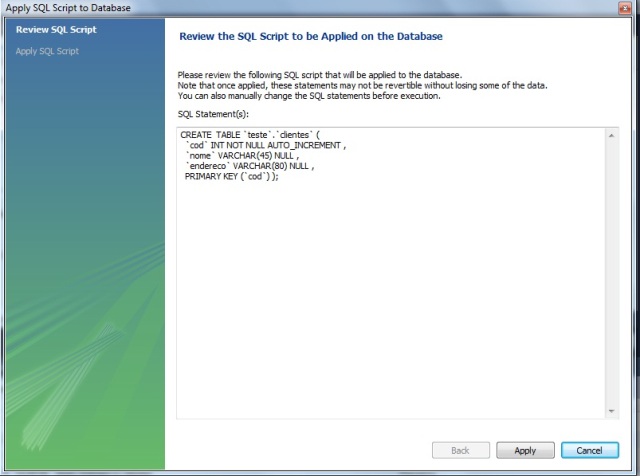 Assistente de criao de tabelas