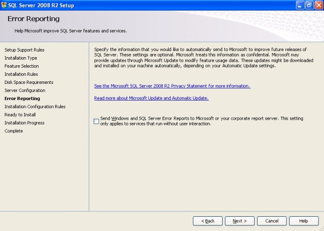 Janela Error Reporting