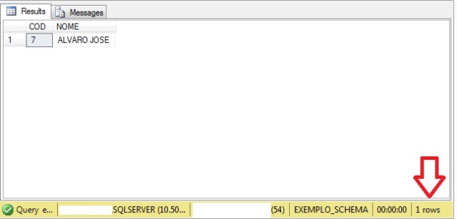 Resultado da utilização do EXCEPT