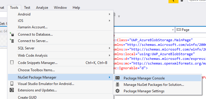 Abrindo o Package Manager Console