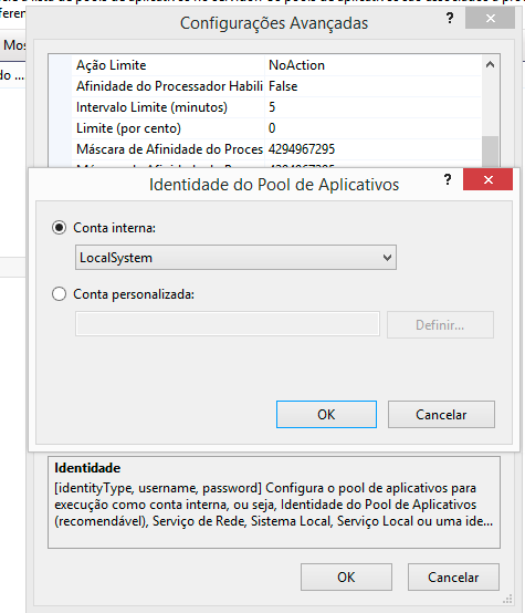 Alterando a Identidade Default para LocalSystem