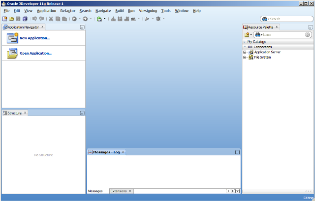 Tela Inicial do JDeveloper