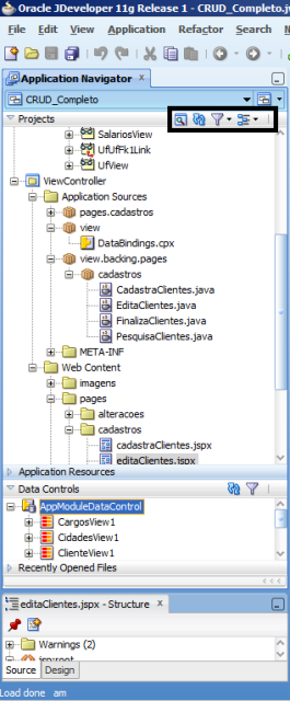 Painéis do Application Navigator