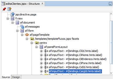 Exibição da estrutura na versão de página (jspx)