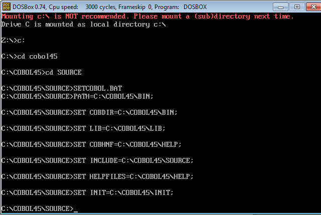  Resultado da configurao para desenvolvimento COBOL 4.5
