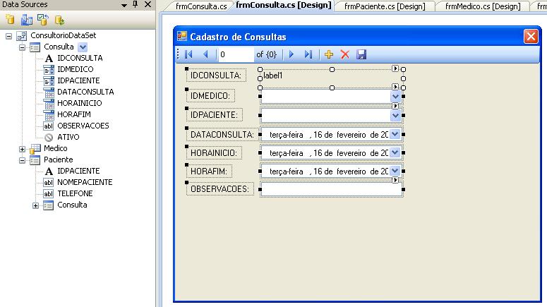 Formulrio de cadastro de consultas