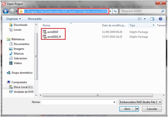 Exibe a janela para abrir os arquivo .dpk