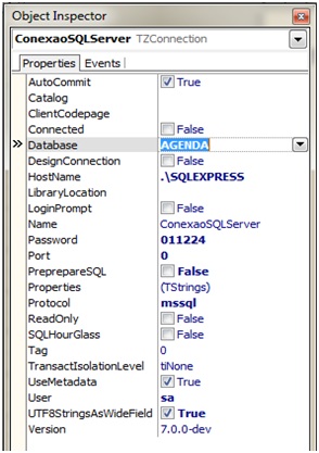 Exibe configuraes da conexo com SQLServer 2008