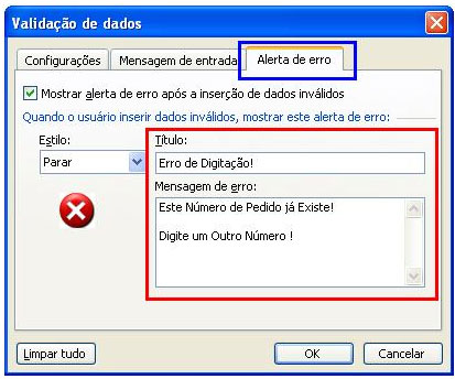 Definição de mensagem personalizada
