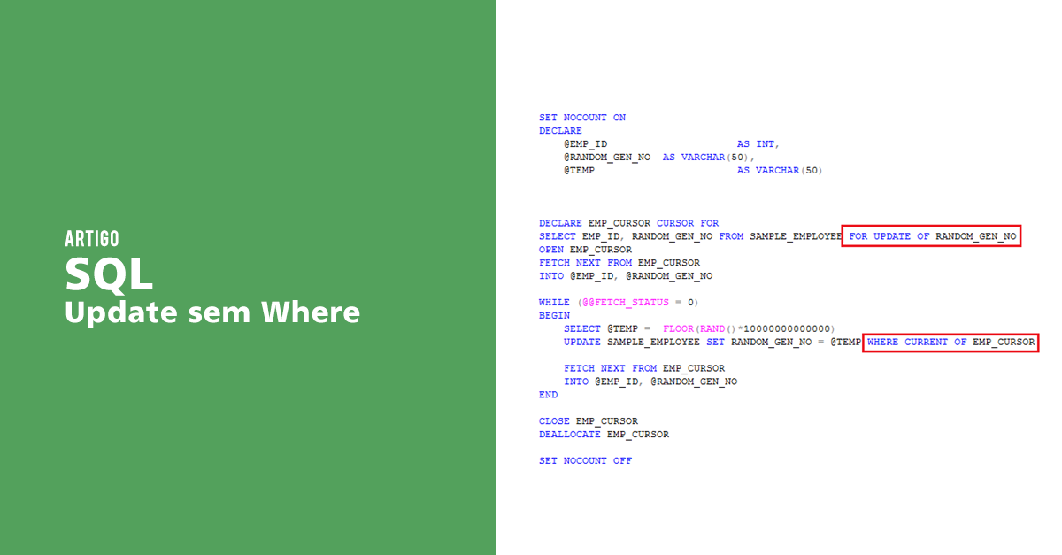 SQL Update: Update sem Where - DevMedia