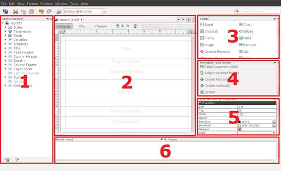 Interface do iReport