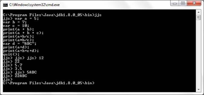 Comparação entre a execução no jjs e jrunscript